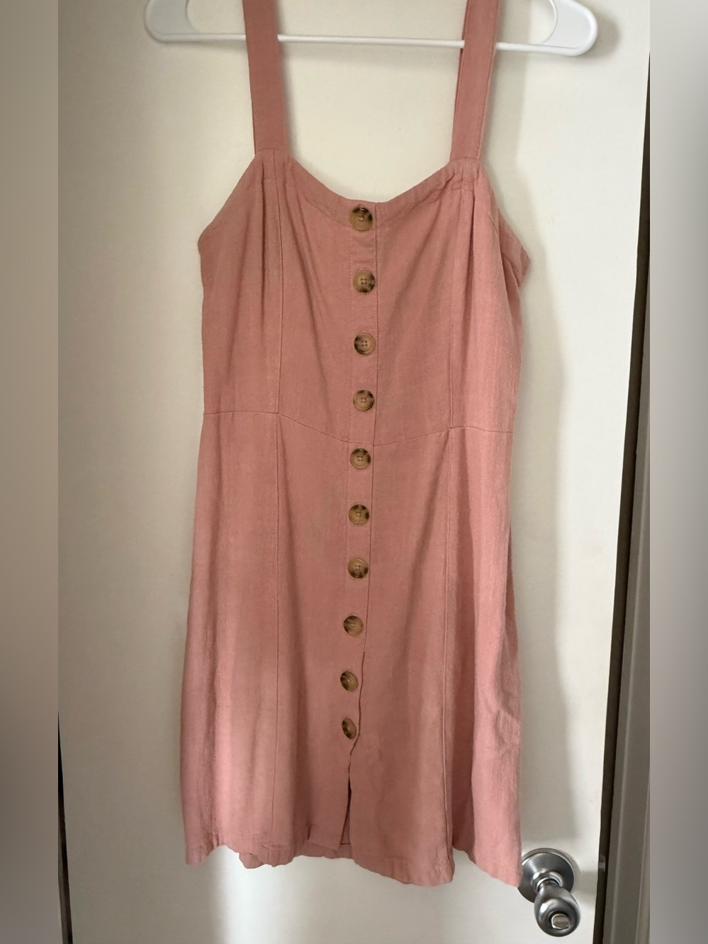 pink button-down dress
